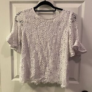 Nanette Lepore Floral Lace Blouse in White
